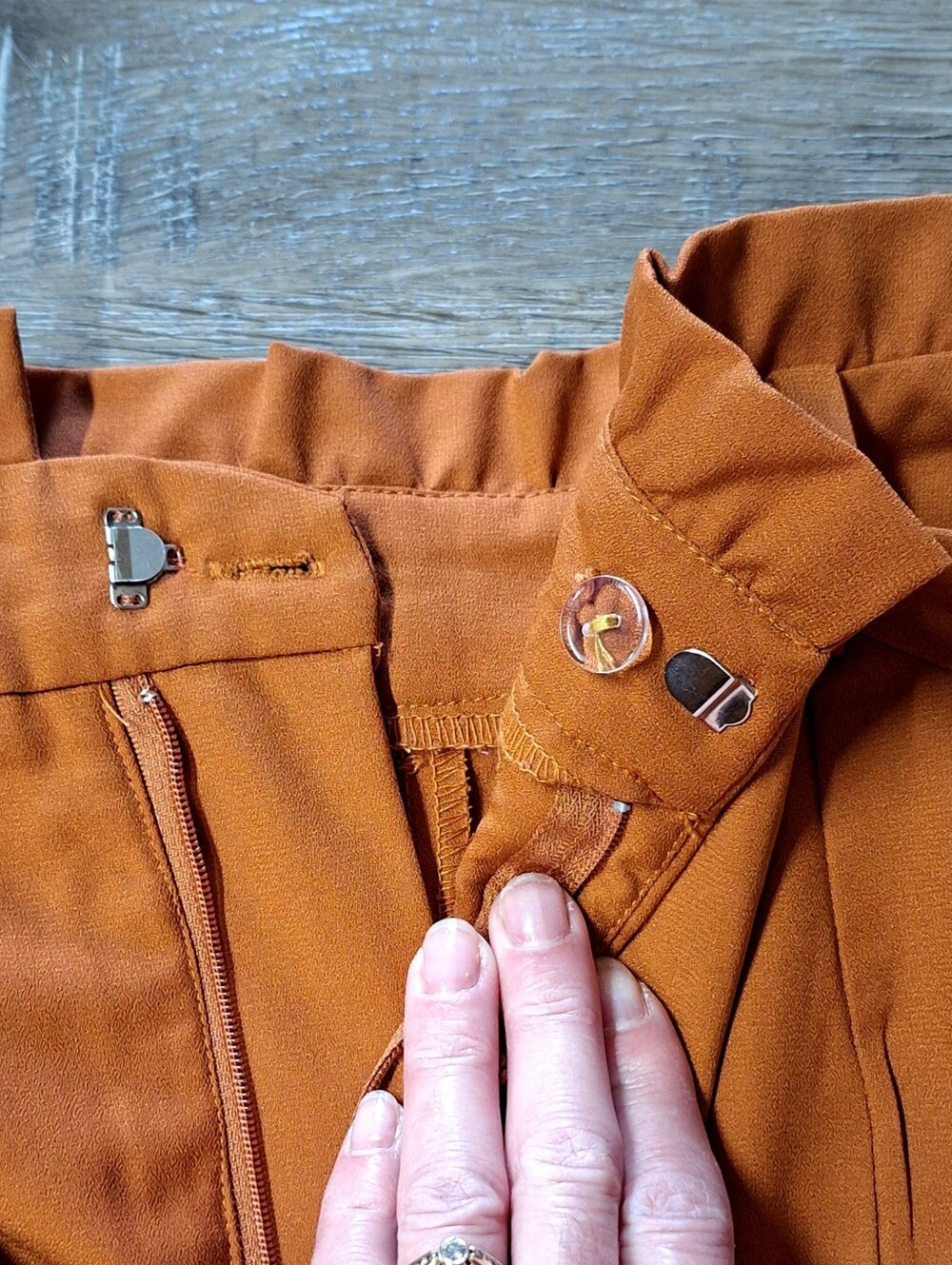 Lulus Burnt Orange Paper Bag Waist Pants, Size XL - Picture 6 of 10
